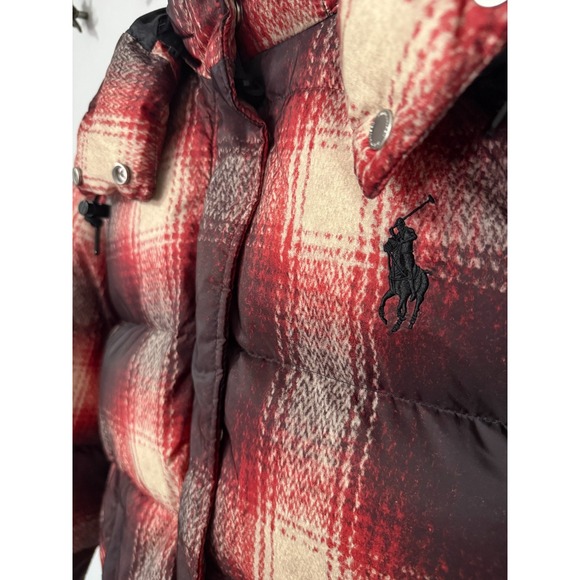 Polo Ralph Lauren Jacket Womens XS‎ Carly Plaid Duck Down Puffer Hooded Coat - Picture 4 of 11